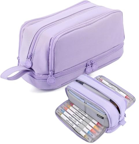 flintronic Federmäppchen mit 4 Fächer, Pencil Case, Große Kapazität Mäppchen, Tragbare Stifttasche für Schule Büro Jugendliche, Mädchen-Violett