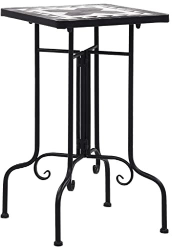 vidaXL Mosaik Beistelltisch Bistrotisch Blumenständer Blumenhocker Balkontisch Gartentisch Mosaiktisch Gartenmöbel Schwarz Weiß Keramik
