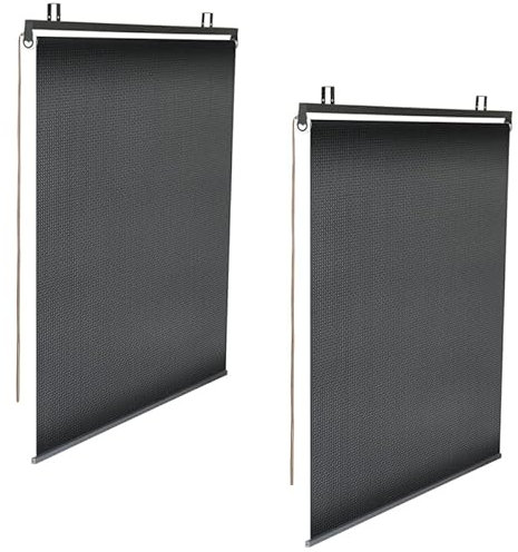IDMarket - Lot de 2 Stores enrouleurs tamisants L.124 x H. 225 CM pour pergola Noir