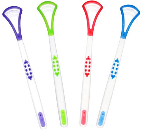 Tongue Scraper Cleaner, 4 Pcs Silicone Tongue Cleaner Tool for Adults Fresh Breath Keep Oral Health, 4 Colors