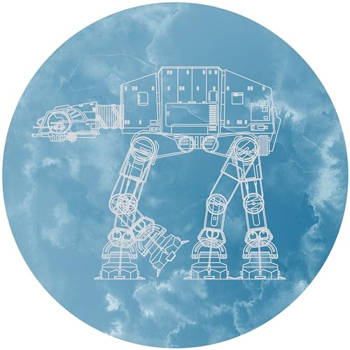 Komar DOT runde und selbstklebende Vlies Fototapete - Star Wars AT-AT - Ø Durchmesser 125 cm - Kinderzimmer, Wandsticker, Kindertapete, Wandtattoo - DD1-025