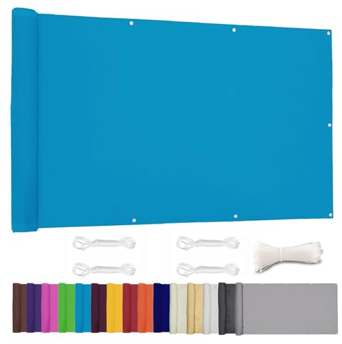 Lingle888 Balkon Sichtschutz PB2 PES blickdichte Balkonumspannung mit Ösen und Kabelbinder 8 Tage geliefert - in div.20 Größen & 14 Farben 420D(Blau,1x6m)
