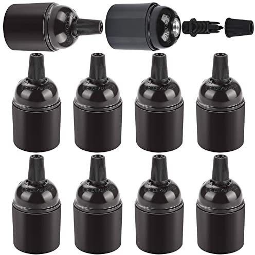 Liwein 10 Pezzi Portalampada E27 Vintage Nero Presa Portalampada con Filettatura a Vite Retro Lampada a Sospensione Base per Ufficio a Casa Caffè Cucina Fai Da Te