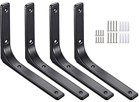 OINDMM Regalhalterungen 20,3 cm 25,4 cm – robuste weiße Wandhalterung – Metallregalstütze, Anti-Sturz-Verstärkung, schwarz, für Küchenregalhalterungen
