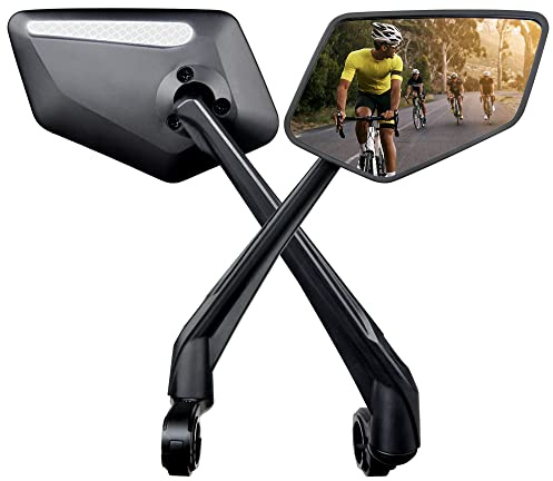 DHACHY'S - Rétroviseur vélo (X2), Version améliorée Anti vibration, Bras allongé, Rotation Antichoc - Accessoire de sécurité pour vélo de route, VTT, et Trottinette éléctrique.