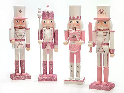 1 Soldatino Schiaccianoci 30 cm Rosa e Bianco Modelli Assortiti (INVIO Casuale)