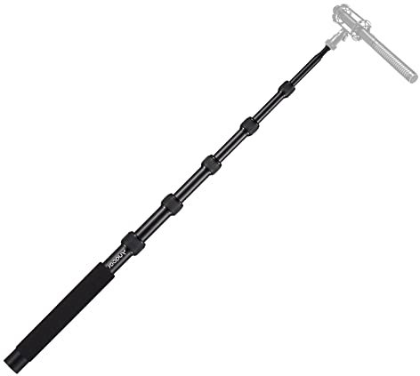 Andoer Bras de Microphone à Main Bras de Micro Extensible à 6 Sections en Alliage d'Aluminium Perche pour Microphones Vis et Filetage 1/4 Pouce avec Serrures en Mousse Twist Locks Longueur Réglable