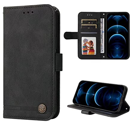 SEAHAI Hülle für Honor Magic 5 Pro (Magic5 Pro) Handyhülle, Flip PU Brieftasche Schutzhülle mit Ständer/Kartenfach/Magnetisch Stoßfeste Lederhülle Ultra-dünn Klapphülle - Schwarz
