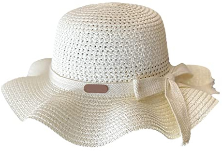 SRTUMEY Chapeau haut-de-forme et canne pour enfants - Chapeau de protection solaire - Chapeau de paille tressé - Chapeau de plage - Chapeau de pêcheur, 1_Blanc, 5-10 Years