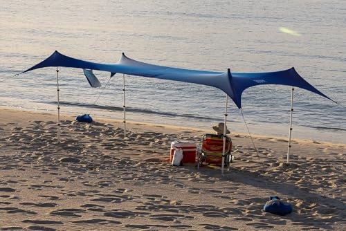 Shade Eco Nomad XL Beach Shade Tent with Shoulder Bag - Easy Setup UPF50+ Portable Sunshade Canopy for Sand or Grass, Wind Resistant - Summer Vacation Essentials - Plus Dry Bag - 15x8.5 ft, 4-Posts