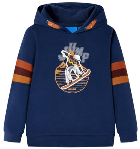vidaXL Kinder-Kapuzenpullover mit Bär auf Snowboard Sweatshirt Hoodie Marineblau 128