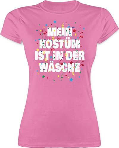 Shirt Damen - Karneval & Fasching - Mein Kostüm ist in der Wäsche Konfetti I Fastnacht I Fasnacht I Fasnet - M - Rosa - Faschings Tshirt Karnevals wäsche￼ Tshirts Faschings-t-Shirt fassenacht