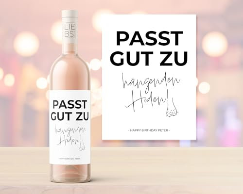 Weinetikett | Passt gut zu hängenden Hoden | Personalisierung mit Wunschtext | Weinlabel | Flaschenetikett | Geschenk | Geburtstag | Etikett
