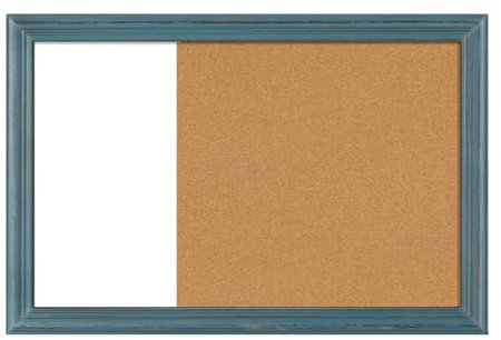 DLAZUM Pizarra Blanca, Tablero de anuncios Combinado de Corcho, Pared, Marco Azul Retro para Tablero de Notas Escolar, Oficina en casa, 15,7x23,6 Pulgadas