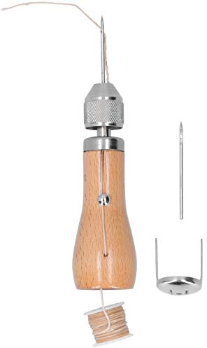 Steppstich-Ahle, Praktischer, Professioneller Glattleder-Stahl, Ergonomisch, mit 2 Nadeln für Leinentaschen für -Lederarbeiten