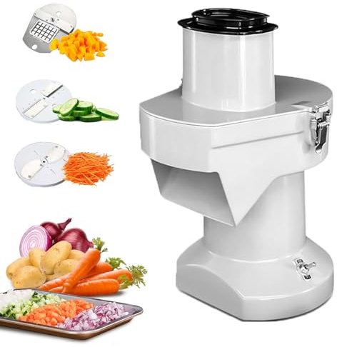 Robot Da Cucina Commerciale 180 Kg/H, Affettatrice/Trituratrice/Trituratrice Automatica Regolabile per Verdure, Ingresso E Uscita Mangime Ingranditi, Materiale Completamente in Alluminio, 200W