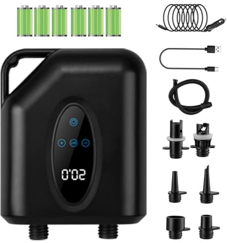 20PSI Hochdruck SUP Pumpe Elektrische, 12000mAH Akku,12V DC Auto-Anschluss Luftpumpe,Schnelles Aufblasen&Ablassen der Luft, Auto-Off Aufblasbares Paddle Board Boote Wassersport