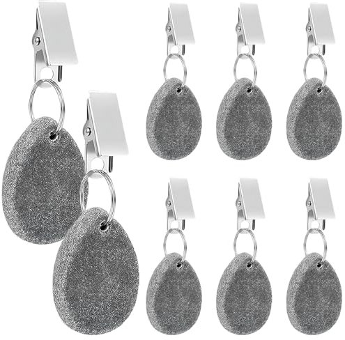 emperoch 8 Pièces Poids de Nappe avec Clips, Poids de Nappe Marbre Naturel, Naturelle Mode Pince Nappe Table en Marbre - pour Une Table de Dîner (8, Gris foncé)