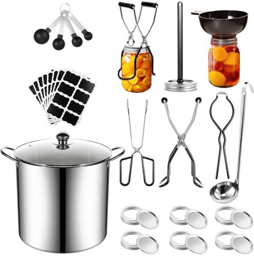 Funnymoom Canning Supplies Kit 21.5 Qt Stainless Steel Canning Pot with Lid and 21 Pieces Canning Tools Set Canning Supplies Starter Kit Water Bath Canning Supplies for Beginner