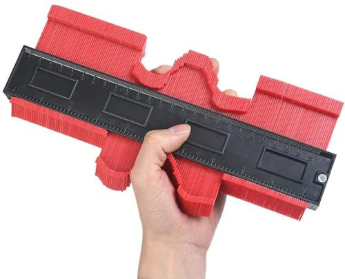 SULIVES 6 Inch Profile Gauge Tool, Contour Gauge Duplicator Set for Carpets, Tiles, Flower Strips - Red, 14cm Marking Gauge Woodworking Tools