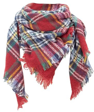 Schal Rot Damen Winter Set Karierter Dreiecksschal für Damen Brillen Tücher Gardinenstange Kurz Für Schals Schwarz Damen Schal Gemustert Auto Tücher Set Kreuzstich Vorlagen Tücher O Tücher (Red, A)