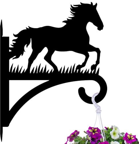 peacoblue Horse Plant Hanger Bracket, Iron Outdoor Hanging Hook | 12x16 Weather Resistant Metal Holder for Hanging Plants, Flower Pots, Lanterns, Bird Feeders, Porch & Garden