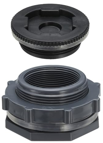 PATIKIL Raccordo a Tappo in PVC con Spina G 2, Raccordo a Doppio Filetto Serbatoio d'Acqua con Guarnizione in PVC per Secchio Pioggia, Lavandini, Acquari, Grigio