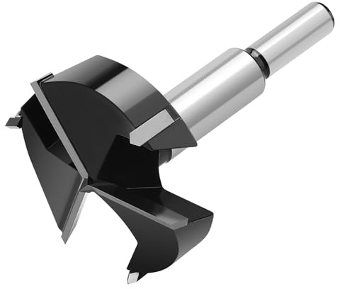 hsawbit 38mm Forstner Drill Bit, Triple-Flute Wood Hinge Hole Cutter | 3-Flute Carbide Tipped 38mm Forstner Bit Wood Drill Bit