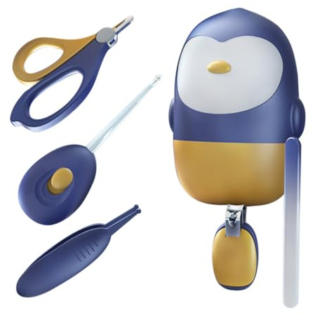 BESTonZON Kit de Cuidado para Bebés Tijeras para El Cuidado de Las Uñas Cuchara para Los Oídos con Luz Led Lima de Uñas para Recién Nacidos Bebés Y Niños Pequeños