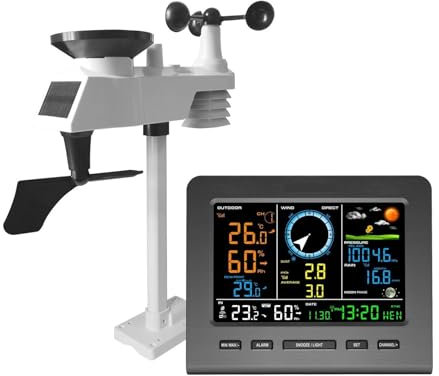 XAoSCd Station Météo WiFi Capteur Extérieur Pluviomètre Prévisions Météo Température Humidité Pression Atmosphérique Anémomètre Phrase Lunaire,