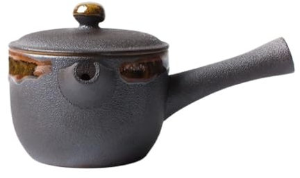 MPOPO Herbal Tea Pot Chinese Stoneware Teapot Creative Iron Glaze Teapot Zen Kung Fu Tea Set Household Side Handle Pot Pu'er Tea Brewer Loose Leaf Tea Steeper