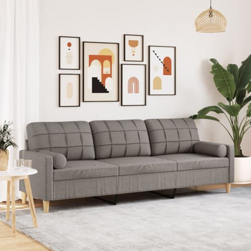 Xichuzi Sofa 3-Sitzer mit Zierkissen Taupe 210 cm Stoff, Loungesofa, Sofas & Couches, Relaxsofa, Couch für Wohnzimmer - 3278208