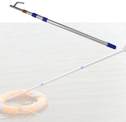 IYUESQ Verstellbarer Bootshaken mit Teleskop-Verlängerungsstange, leichte ausziehbare Stange zum Andocken von Bootszubehör, Wasserrettung, Flexible Rettungsboothakenstange (98 cm 3,2 Fuß