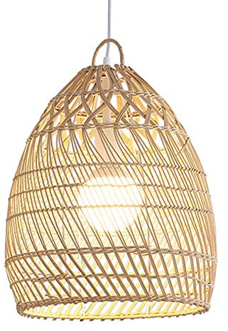 Lampada a Sospensione a Cupola Intrecciata a Mano con Cesto, Lampada a Sospensione Antica in bambù, Lampada a Sospensione Rustica, Lampada a Sospensione per ristoranti, Ufficio, Bar, caffetteria