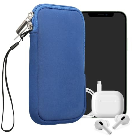 kwmobile Neopren Handytasche für Smartphones M - 5,5 - Handy Tasche mit Reißverschluss - Handyhülle universal Baltik Blau