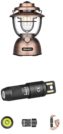 Bundle of OLIGHT Olantern Classic 2 Pro Campinglampe 300 LM, LED Laterne Stufenlos Dimmbar + OLIGHT iMini 2 Mini LED USB-Aufladbare Taschenlampe Schlüsselhänger mit magnetischen Basis, 50LM