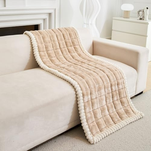 SHANNA Plüsch Samt Gesteppte Sofa Kissenbezüge Neu Dickes Gefühl Couch Bezug Rutschfester Sofa Überwurf Weiche Haustierbett Matte Kein Bleichen für Wohnzimmer (Hellbraun, 70×150cm)