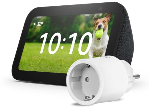 Echo Show 5 (Nouvelle génération) | Anthracite + OSRAM SMART+ Prise intelligente avec Matter, Fonctionne avec Alexa - Kit de démarrage Maison connectée