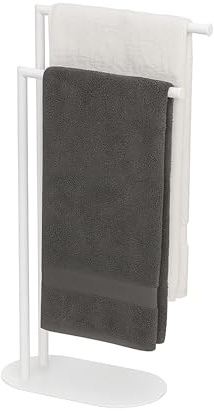 Relaxdays Portasciugamani a 2 Bracci Sfalsati, Piantana da Bagno, HLP: 78,5x38,5x17 cm, Porta