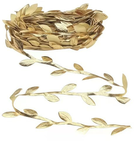 20m Geschenkband Gold 2 Rollen Blätter Streifen Deko, Künstliche Reben Für Hochzeit Deko, Diy Handwerk, Party Dekoration, Luftschlangen Gold Für Geschenkverpackungen