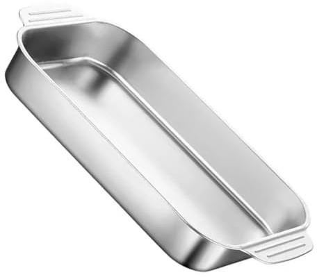 Sosoport Teglia Rettangolare in Acciaio Inossidabile 41x24x5,3 Cm Teglia Antiaderente Multifunzionale per Arrosti e Lasagne Manici per Cucina Domestica