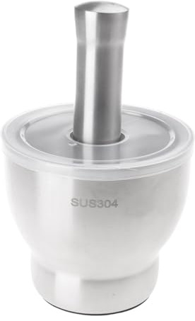 Geavonyg 304Stainless Steel Garlic Grinder Salt And Pestle Pedestals Bowl Garlic Press Spices Grinder 304Stainless Steel Pills Crusher