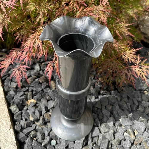 eberin365 GRABWELT – Höhenverstellbare Friedhof Grabvase 27-37cm, Anthrazit Metallic-Optik Steckvase, Blumenhalter fürs Grab