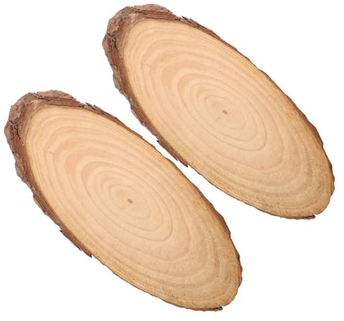 Mipcase Lot de 2 Dalles Ovales en Bois pour Allée de Jardin Diamètre 13-16 CM Copeaux de Bois Résistants aux Intempéries Pierres Décoratives d'Extérieur pour Aménagement Paysager et