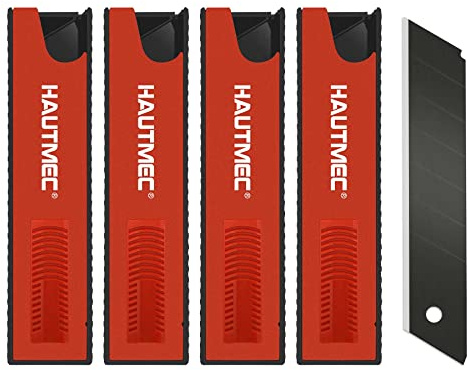 HAUTMEC Cuttermesser Klingen 25 mm 40 Stück Abbrechklingen Ersatzklingen, SK2H-Profi-Klingen für Teppichmesser, Karton & PVC, rostfrei, für Handwerker & Baustelle, inkl. Sicherheitsbox 0082-40PC