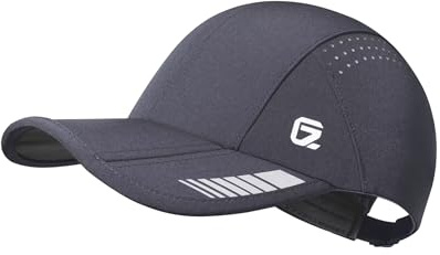 GADIEMKENSD UPF 50+ vikbar sportkeps, andningsbar och reflekterande, unisex-design för golf, tennis, löpning och resor, Mörkgrått, M-L