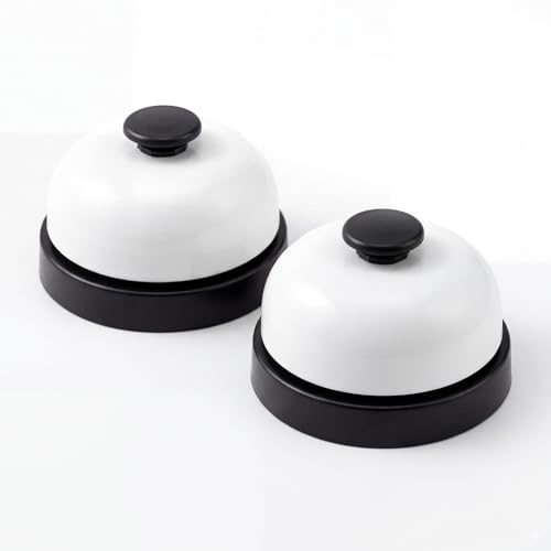 Cloche Table réception sonnettes d'appel, Cloche de Service en métal pour Bars d'hôtel,2 Cloches de Comptoir Acier Inoxydable Noir Blanc, pour Restaurant Hôtel Accueil Magasin
