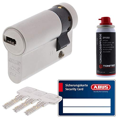 ToniTec Set aus ABUS Profilzylinder Schließzylinder EC660 Halbzylinder mit 3 Schlüssel Größe 10 35 + ToniTec Pflegespray