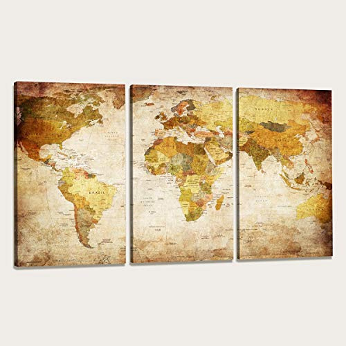 Visario bestpricepictures 160 x 90 cm Impression sur Toile mappemonde 1166 - Peinture/Image/Tableau/Decoration sur châssis