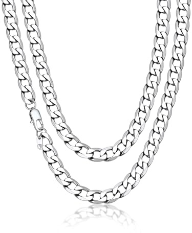 Suplight Collana a Catena Uomo 9 mm Acciaio Inossidabile Grosso e Robusto - Maglia Cubana Miami Ipoallergenica Solida e Resistente per Ragazzo 56 cm